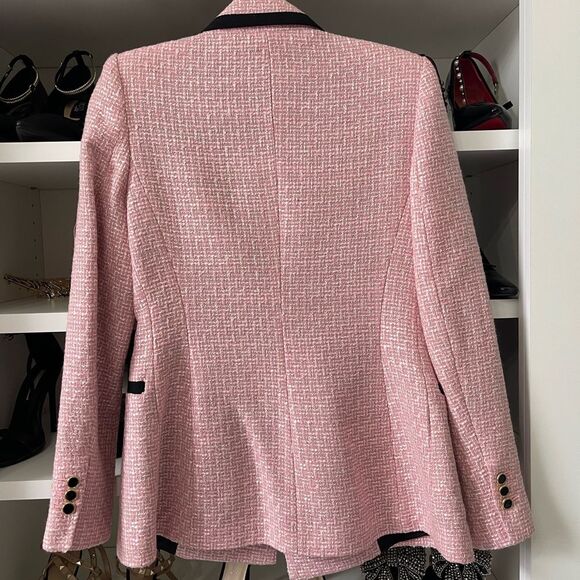 NW T NEW PINK STRUCTURED BLAZER WITH CONTRASTING PIPING - Picture 8 of 16